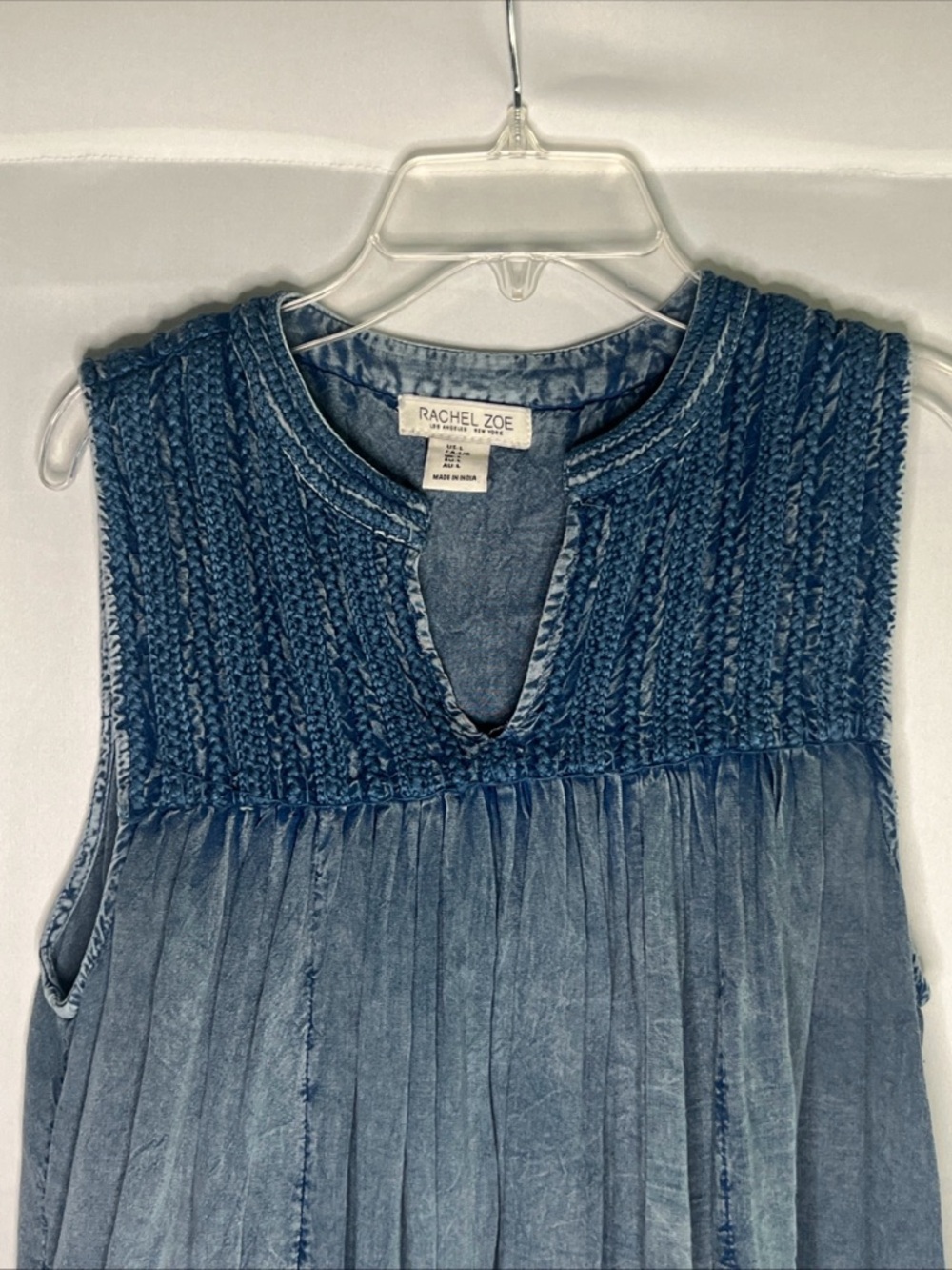 Rachel Zoe Washed Indigo Embroidered Sleeveless Tank - Picture 2 of 9